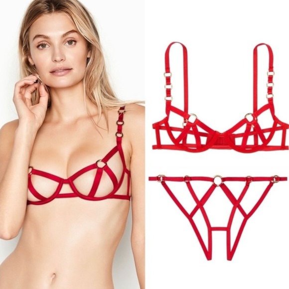XL Victoria’s Secret red harness bra set - Picture 1 of 8